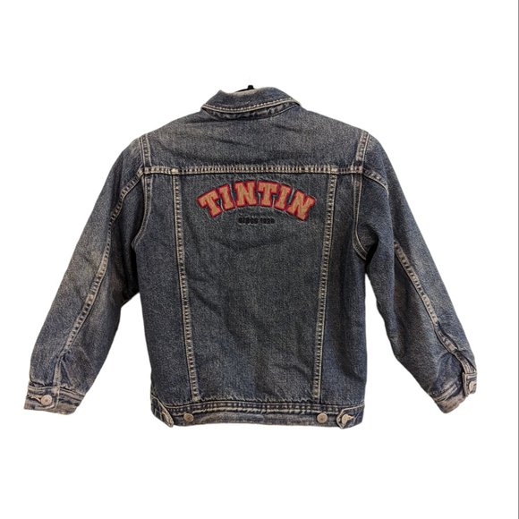 Vintage Thick Lined Adventures of Tin Tin Demin Jacket Unique - Picture 2 of 15